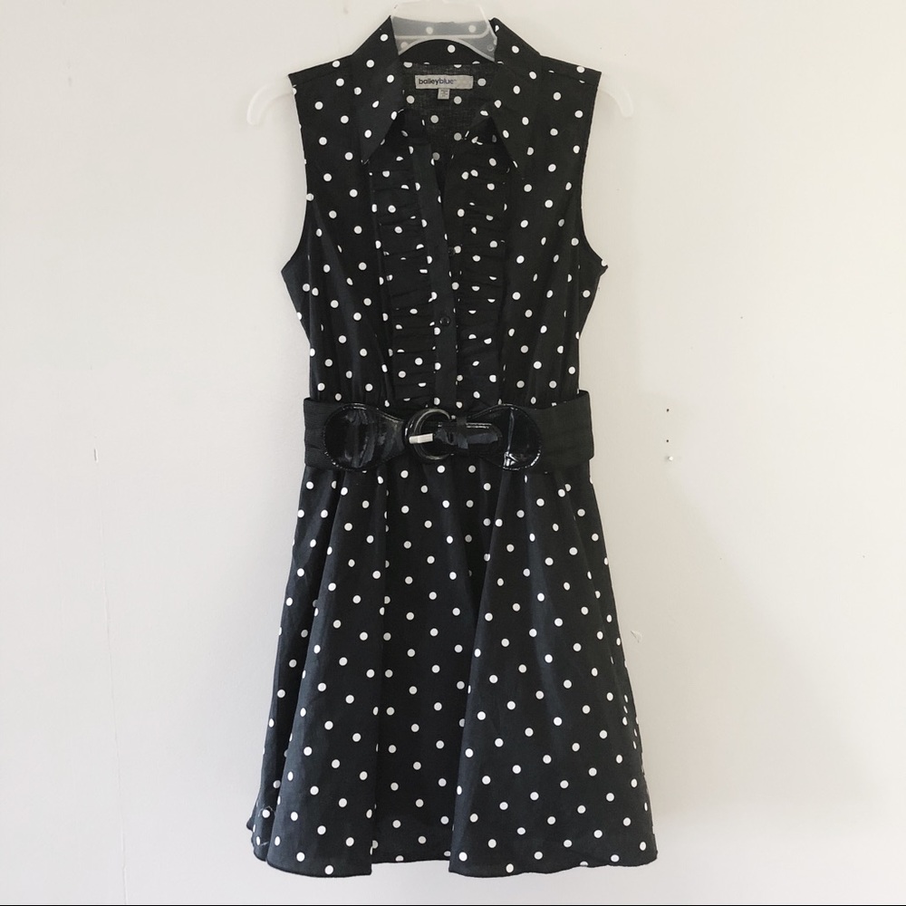 Bailey Blue Black & White Polka Dots Vintage Dress